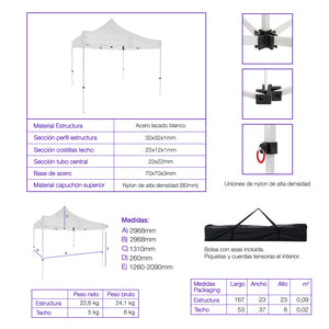 Carpa plegable 3×3 Acero Basic