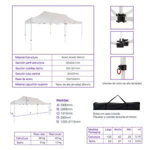 Carpa plegable 3×6 Acero Basic