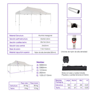 Carpa plegable 3x6 Aluminio Expert