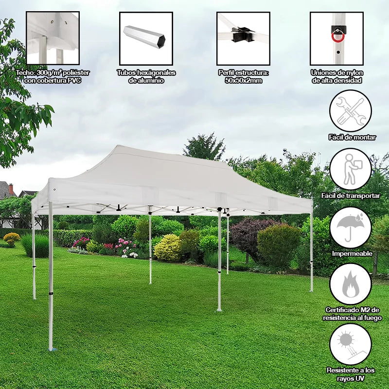 Carpa plegable 3×6 Aluminio ExpertPlus+ detalle características hostelería eventos exterior