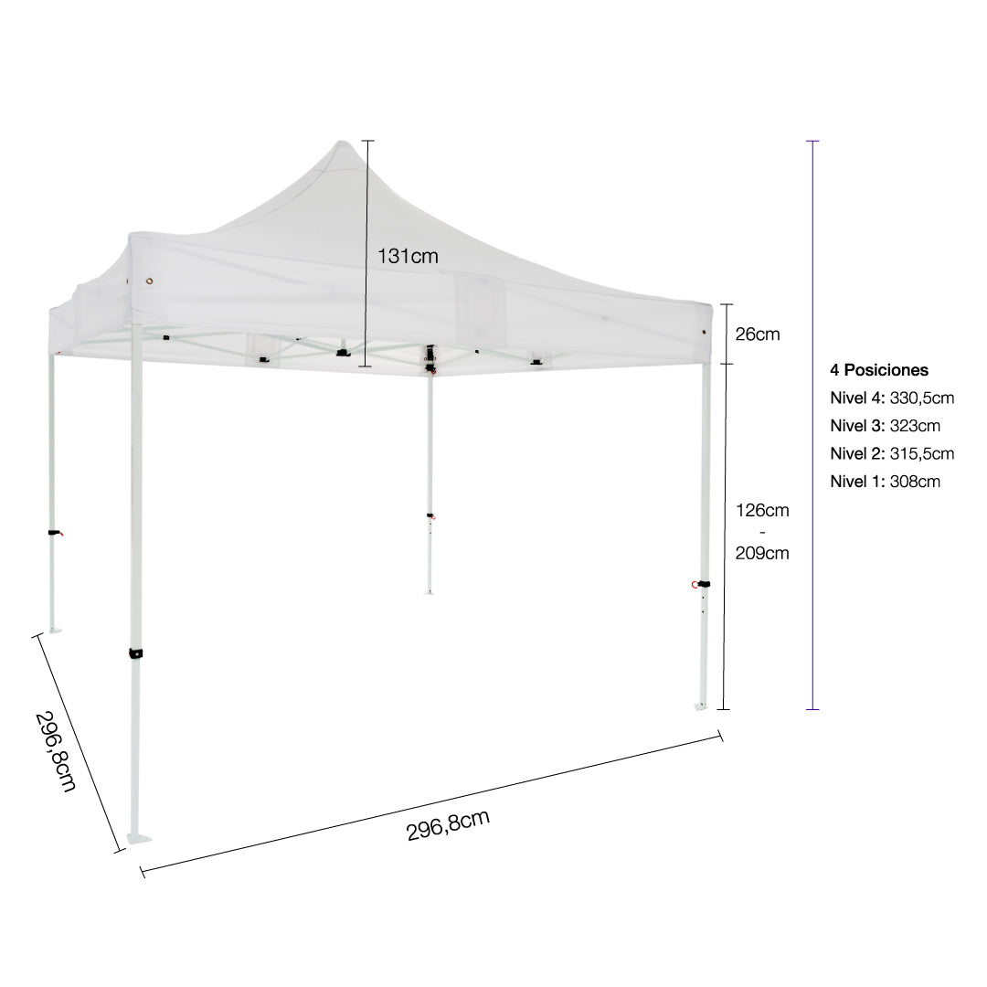 Carpa plegable 3×3 Acero Basic
