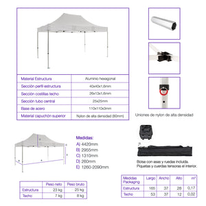 Carpa plegable 3×4,5 Aluminio Expert