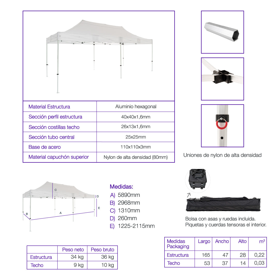 Carpa plegable 3x6 Aluminio Expert