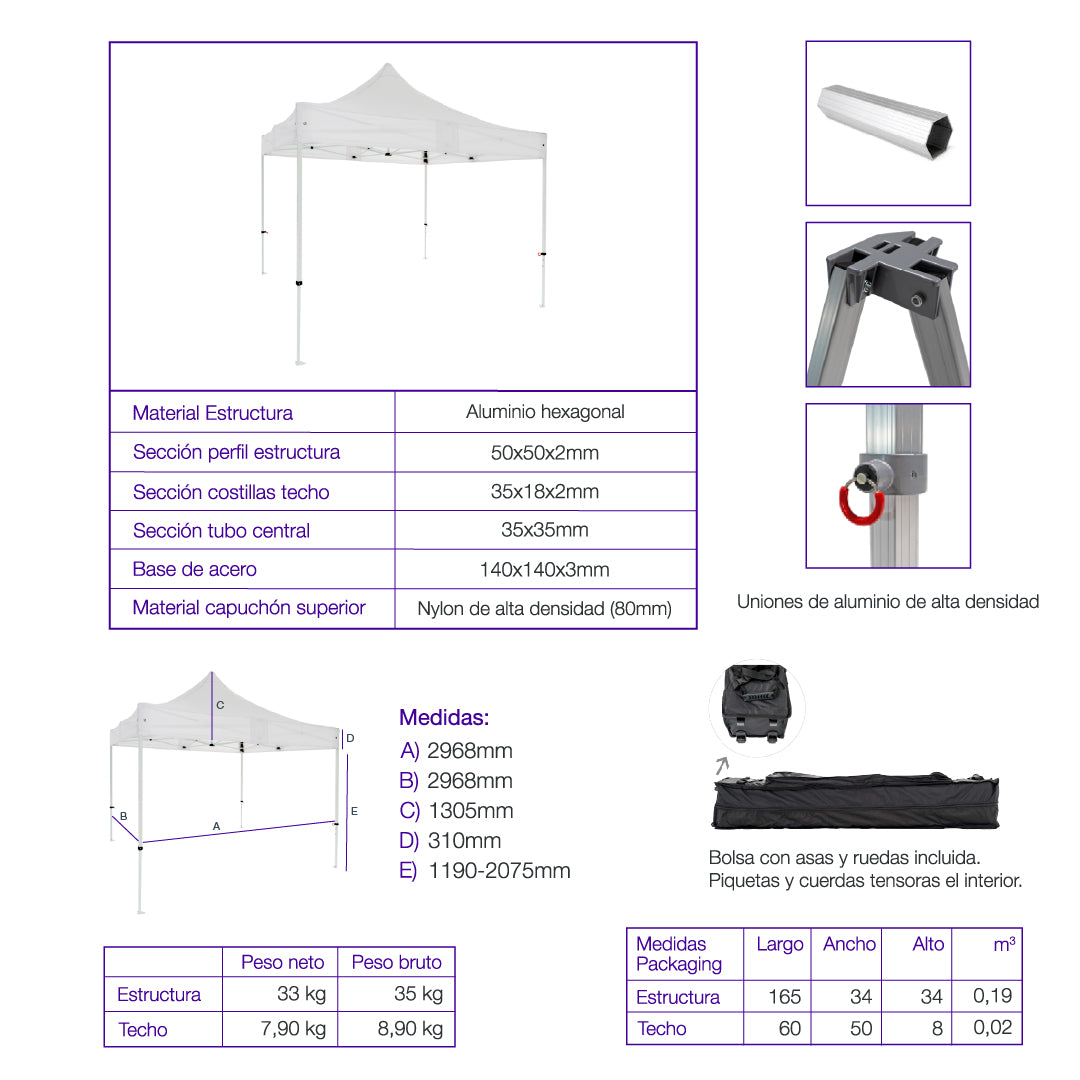 Carpa plegable 3×3 Aluminio ExpertPlus+