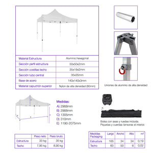 Carpa plegable 3×3 Aluminio ExpertPlus+