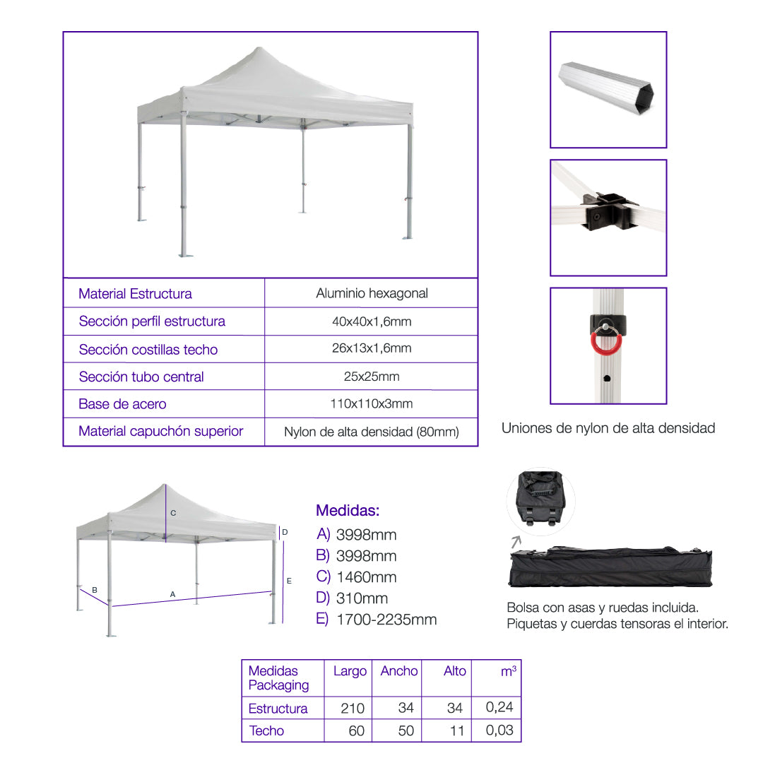 Carpa plegable 4×4 Aluminio Expert