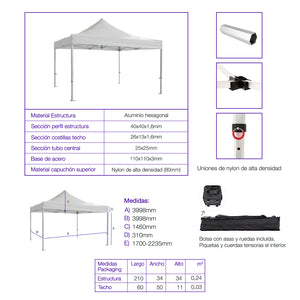 Carpa plegable 4×4 Aluminio Expert