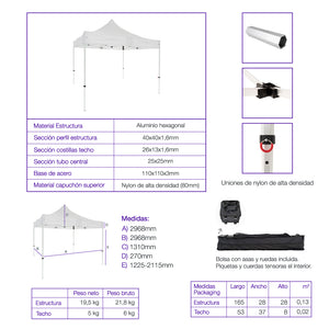 Carpa plegable 3×3 Aluminio Expert