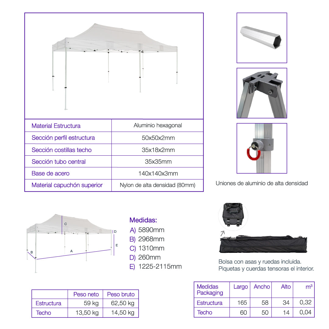 Carpa plegable 3×6 Aluminio ExpertPlus+