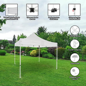 Carpa plegable 3×3 Acero Basic detalle características hostelería eventos exterior
