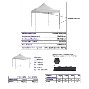 Carpa plegable 3×3 Aluminio ExpertPlus+ imagen adicional eventos profesional exterior hostelería