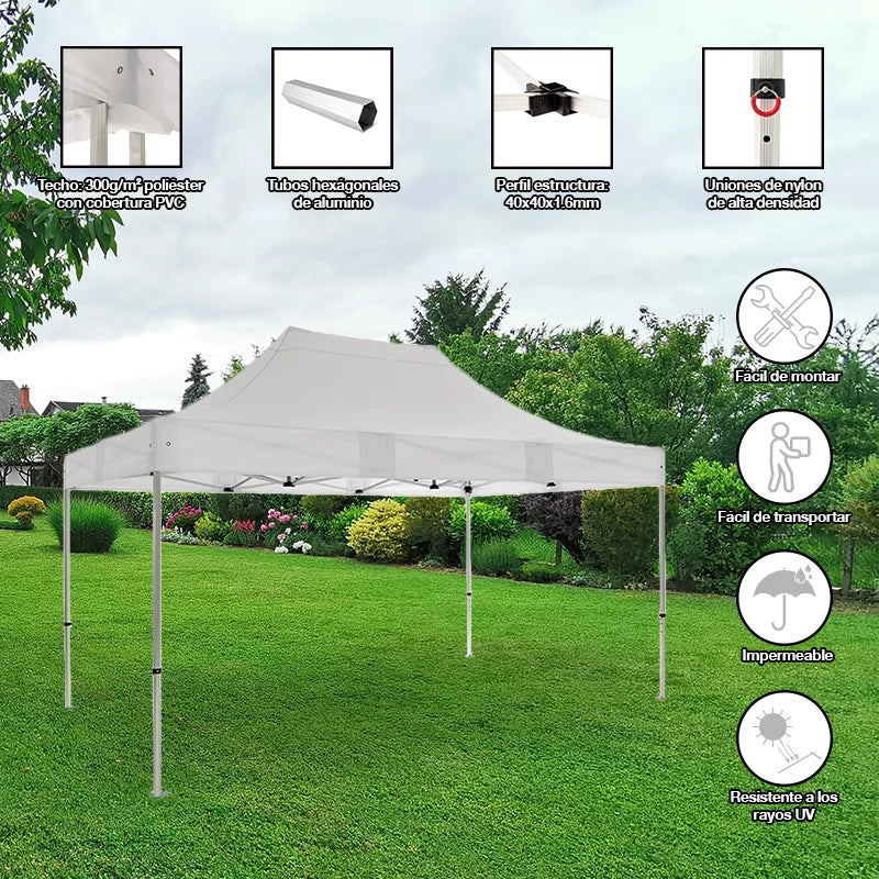 Carpa plegable 3×4,5 Aluminio Expert detalle características hostelería eventos exterior
