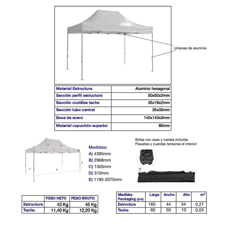 Carpa plegable 3×4,5 Aluminio ExpertPlus+ imagen adicional eventos profesional exterior hostelería