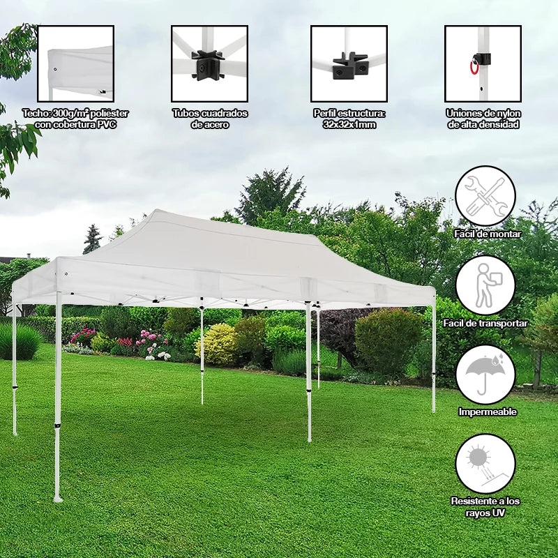 Carpa plegable 3×6 Acero Basic detalle características hostelería eventos exterior