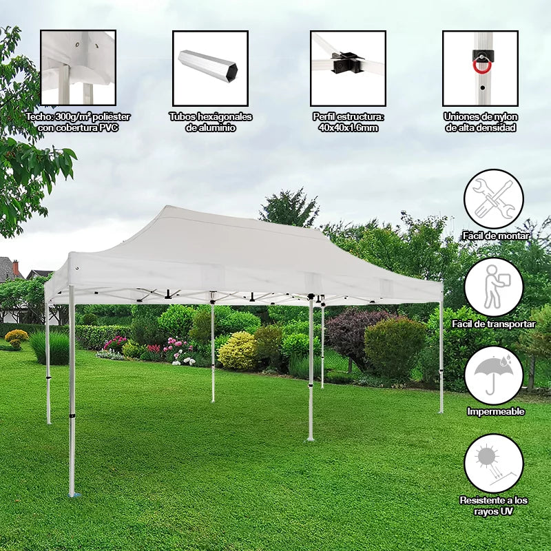 Carpa plegable 3x6 Aluminio Expert detalle características hostelería eventos exterior