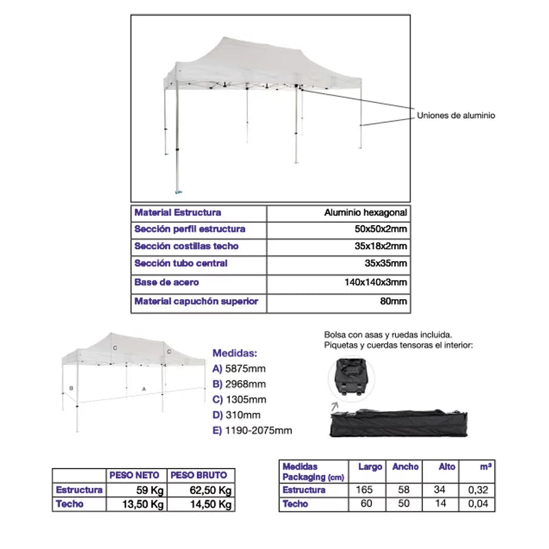 Carpa plegable 3×6 Aluminio ExpertPlus+ imagen adicional eventos profesional exterior hostelería