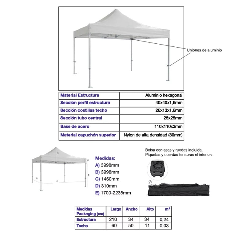 Carpa plegable 4×4 Aluminio Expert imagen adicional eventos profesional exterior hostelería